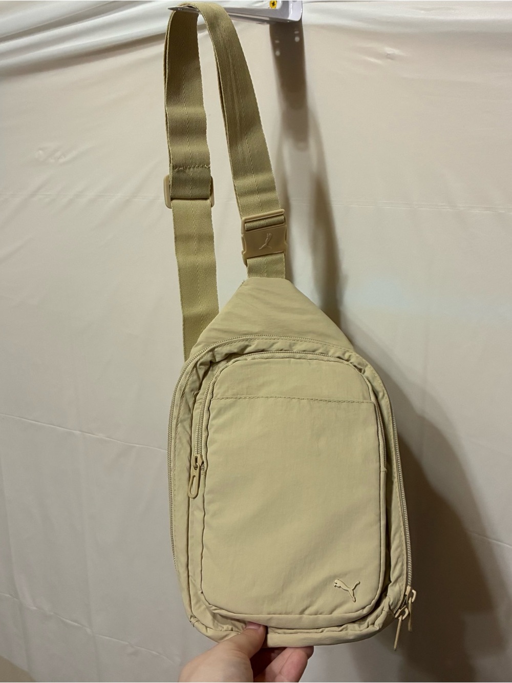 Puma Beige Crossbody Sling Bag with Subtle Logo